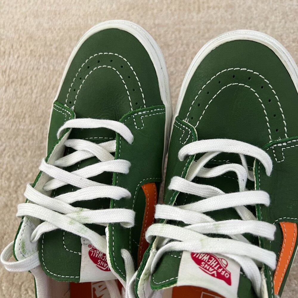 Vans Authentic Sk8-Low Green Leather Sneakers Shoes 9.5 - Picture 9 of 13